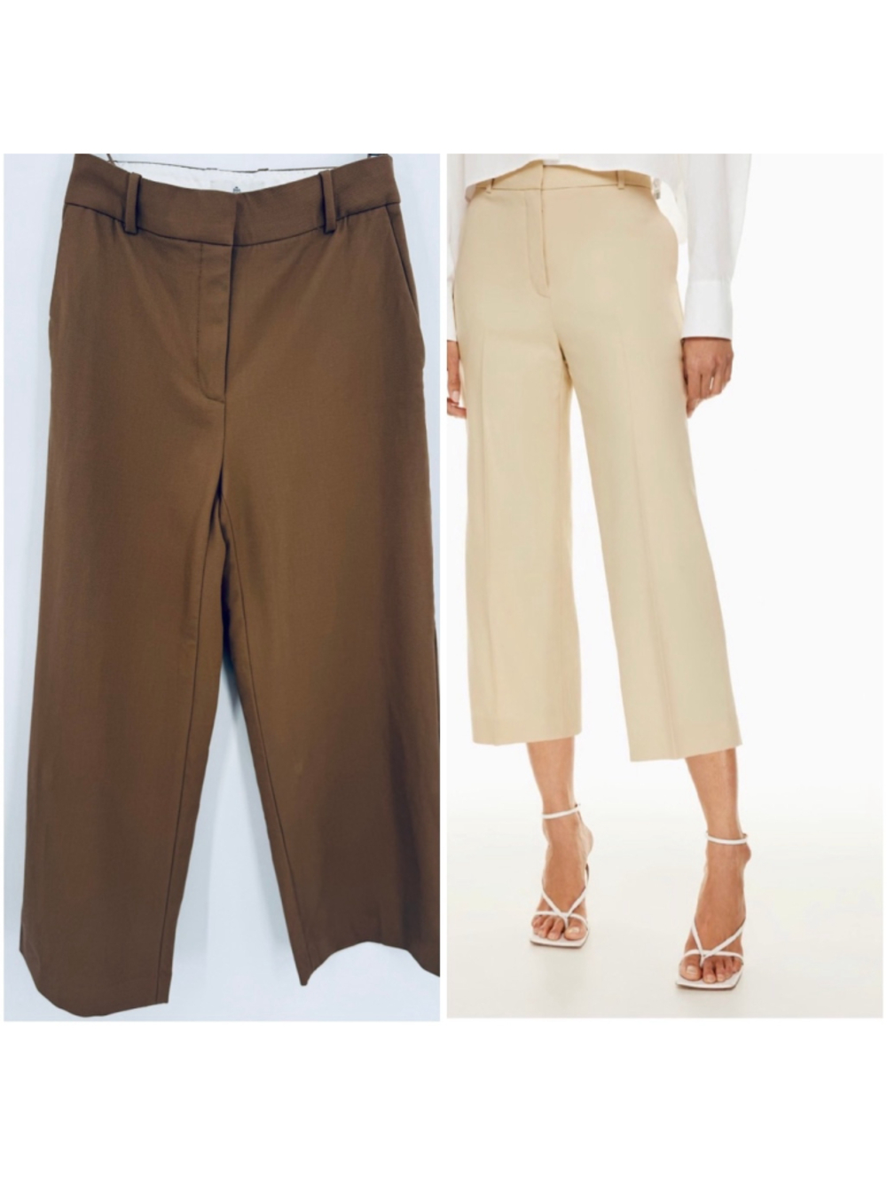 Babaton Agency City Wool Cropped Trousers Size 00 Brown Tan